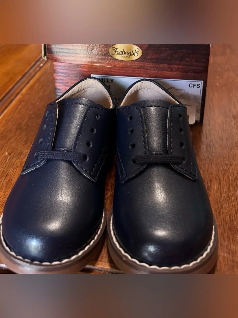 FootMates Navy Kids Leather Dress Shoes